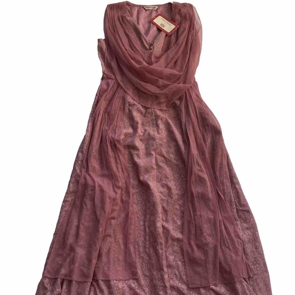 Ridhi Mehra Indya Dress Women's Small Rose Pink Patterned Short Sleeve - Picture 1 of 16